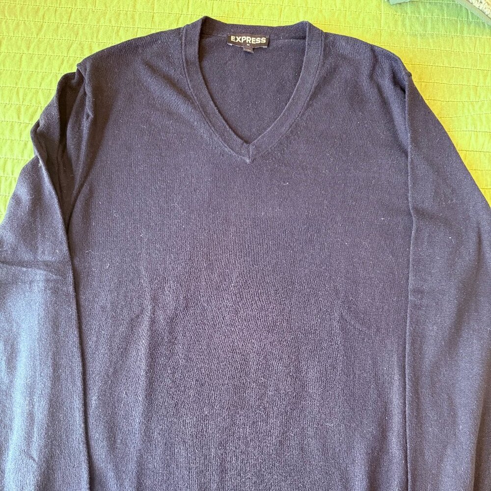 Express Men's Cashmere Cotton Blend Sweater Navy Blue Large